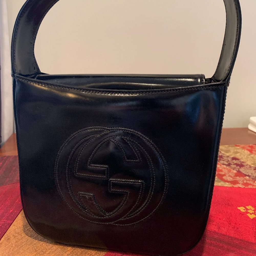 Gucci Rare Double G Patent Leather Soho Bag